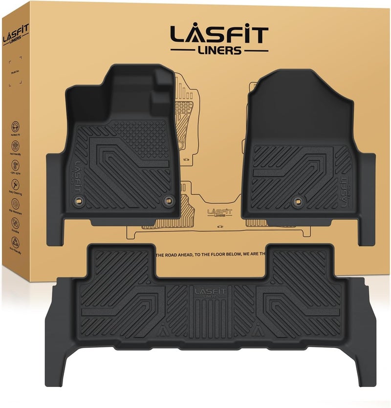 LASFIT Floor Mats for Honda Passport 2026, All Weather TPE Custom Fit Passport Floor Liner Accessories, 1st & 2nd Row, Black - Image 1